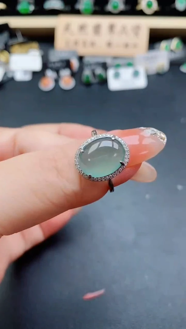 银S925镶嵌戒指翡翠1