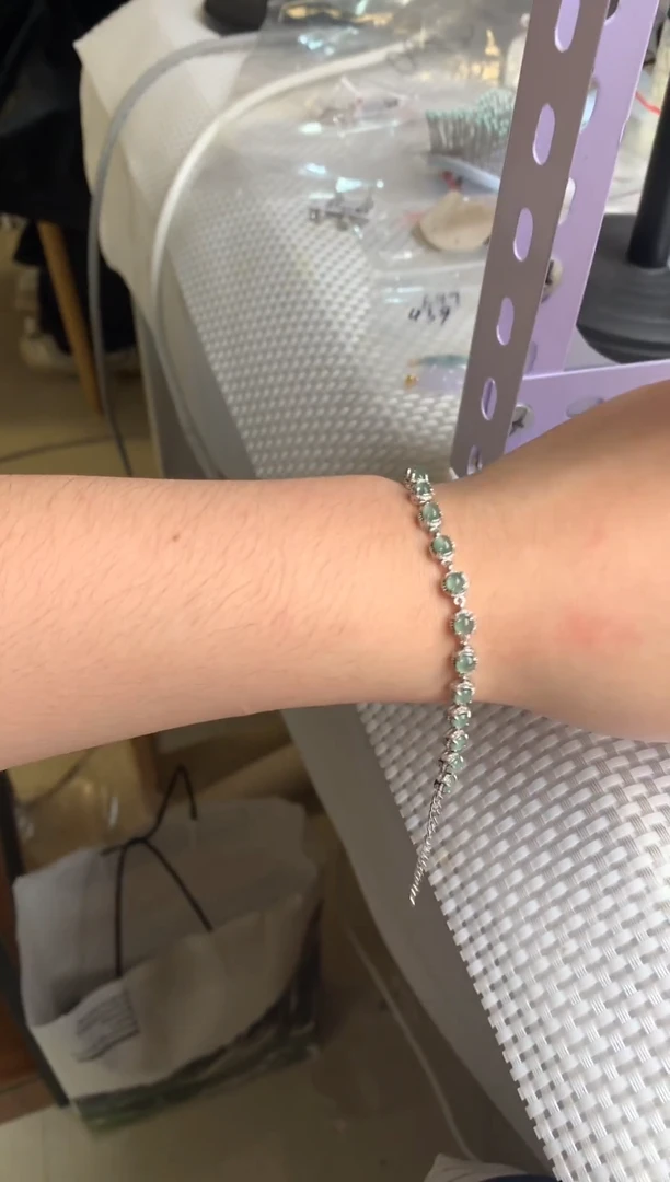 银S925镶嵌戒指翡翠云*手链