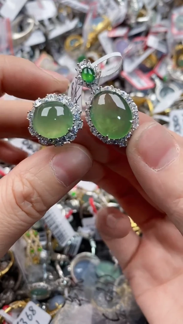 银S925镶嵌戒指翡翠4444----10