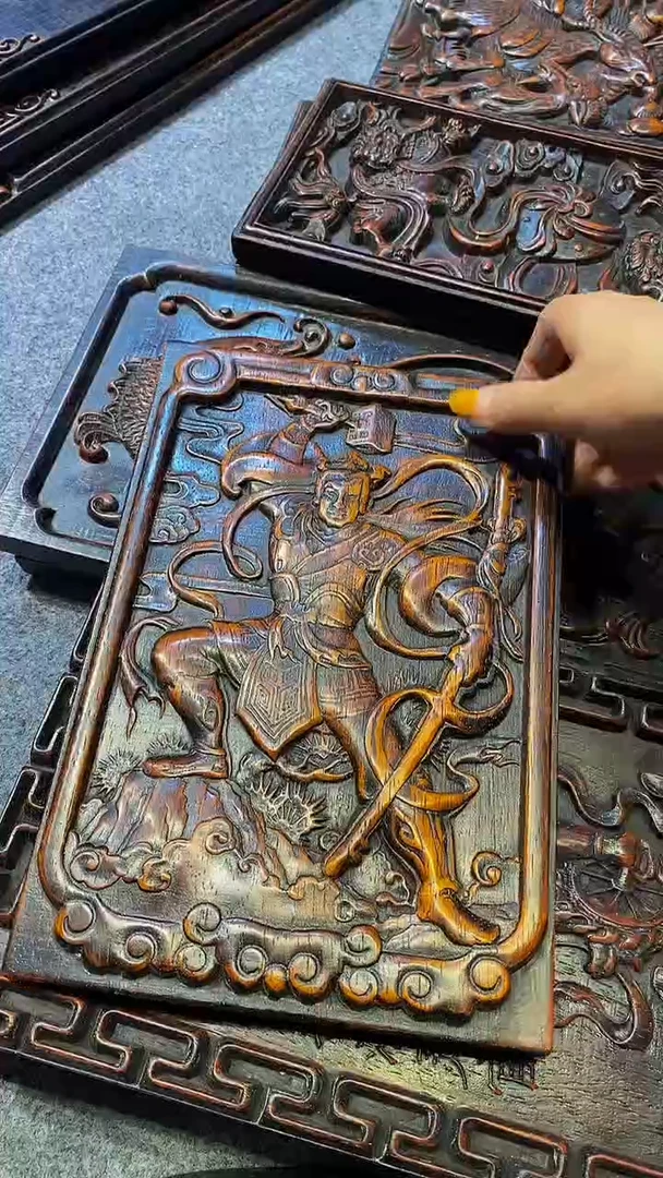 木紫檀雕刻板一物一拍