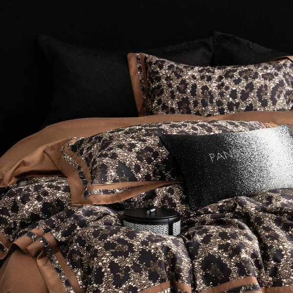 美式高级感100S天丝棉四件套被套豹纹裸睡全棉新款田园风床上用品