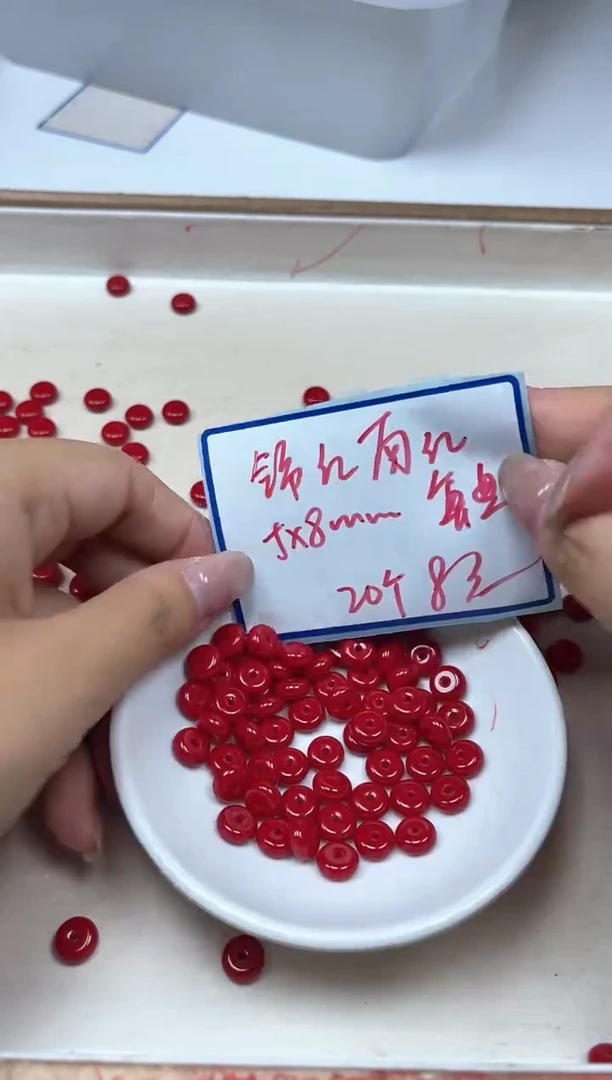 南红玛瑙散珠未镶嵌M953锦红南红算盘5*8mm20颗8元