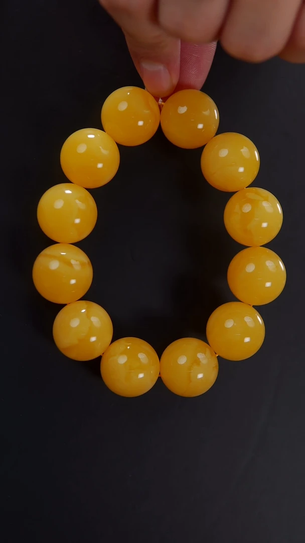 【闪购商品】琥珀手链未镶嵌焦皮料圆珠手串61.6