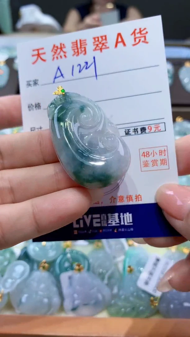 颈饰18K金镶嵌翡翠天然翡翠A货挂件
