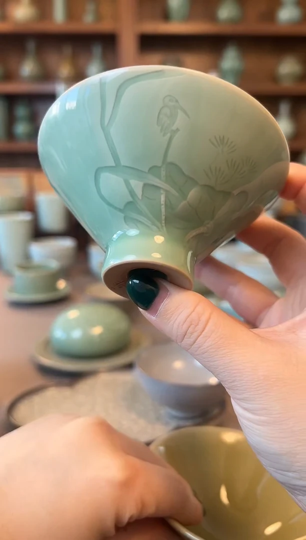 低**张纯手工龙泉青瓷斗笠