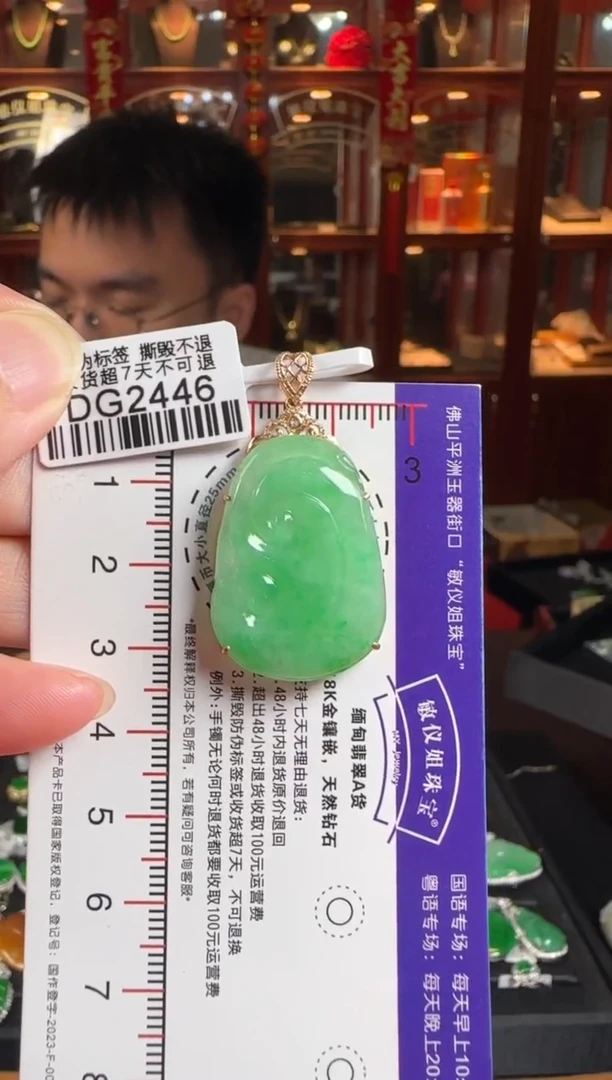 颈饰18K金镶嵌翡翠DG2446绿如意
