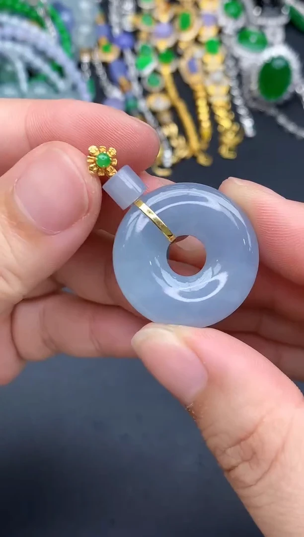 颈饰18K金镶嵌翡翠374-春日珠宝