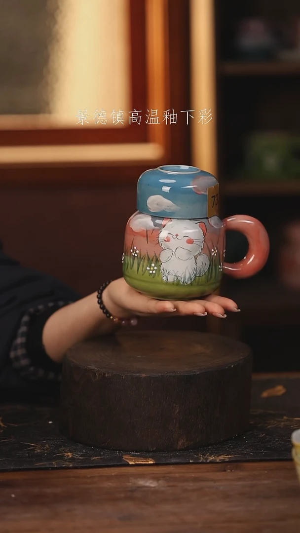 陶瓷景德镇高温釉下手绘陶瓷@L732@