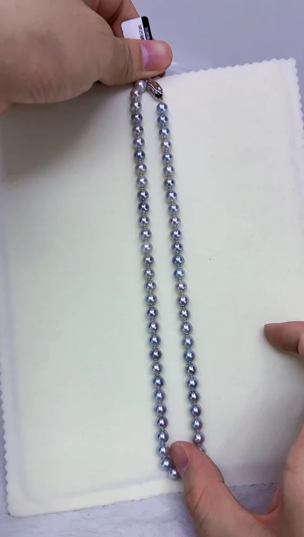 未镶嵌DA海水珍珠灰珠串链6-7 y643