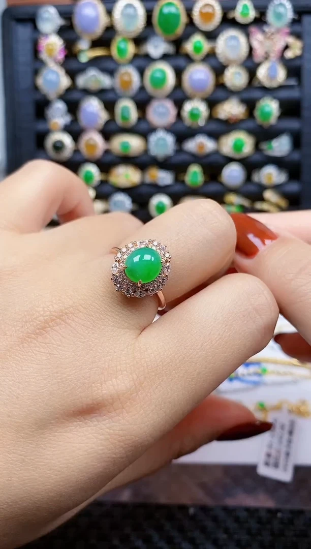 银S925镶嵌戒指翡翠96