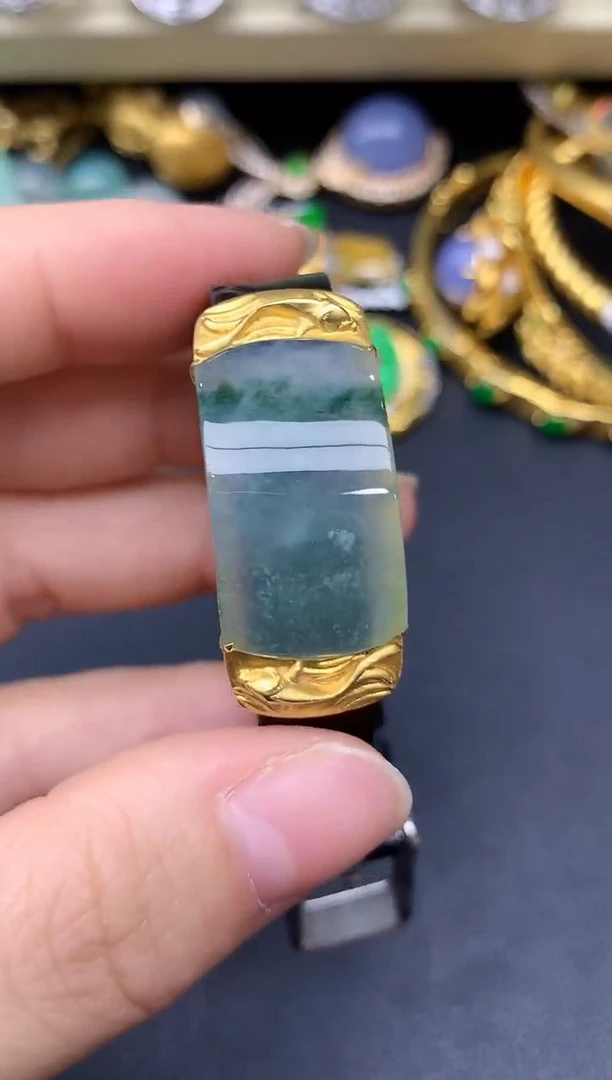 18K金镶嵌手串翡翠177-雪姐翡翠天天见
