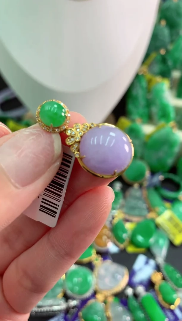 翡翠18K金镶嵌吊坠(不含链)挂件