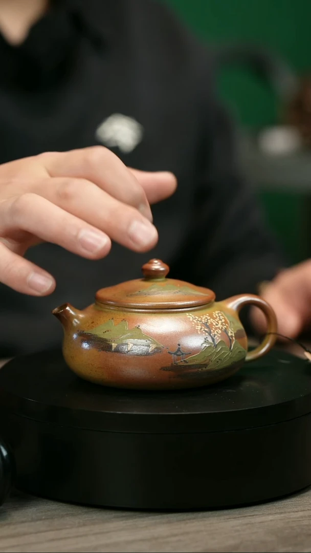 茶壶紫砂用****8H2037蒋静明堆绘江南寒江