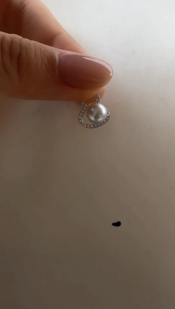 海水珍珠银S925镶嵌吊坠(赠链)6.5-7mm真多麻葫芦吊坠万能扣