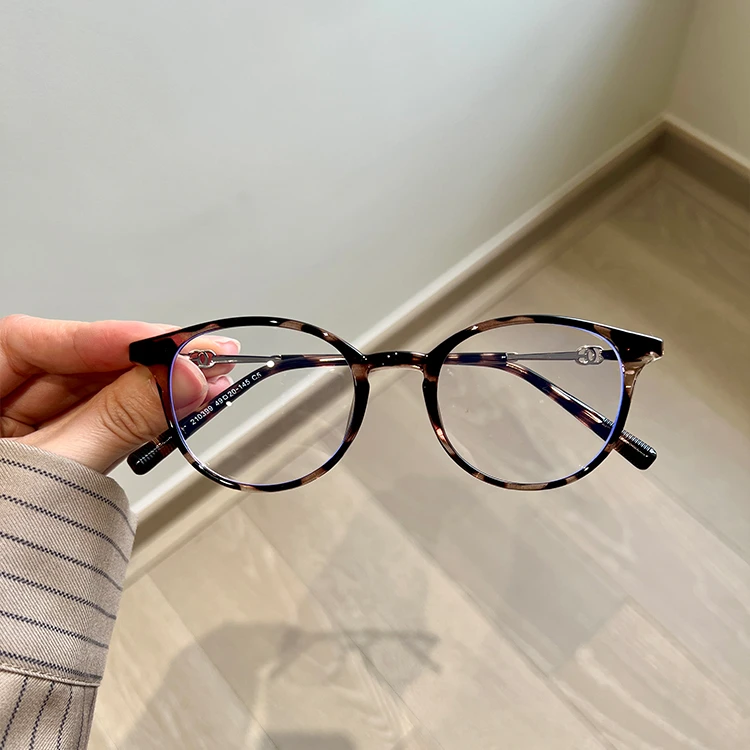 【新款】210399韩版圆框豹纹眼镜高配度数超轻眼镜框ins百搭新款