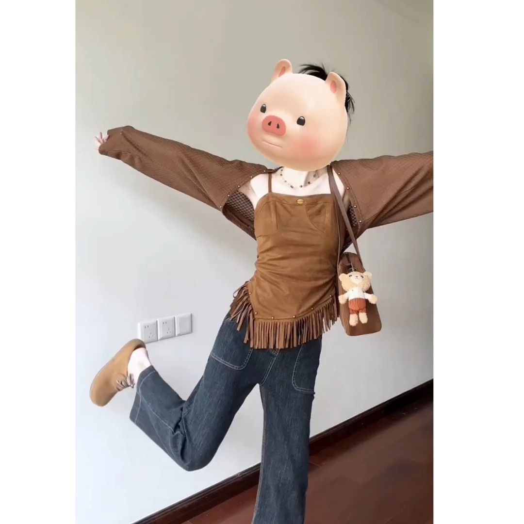 2025秋季新款法式时尚复古一整套甜美减龄吊带开衫裤子三件套