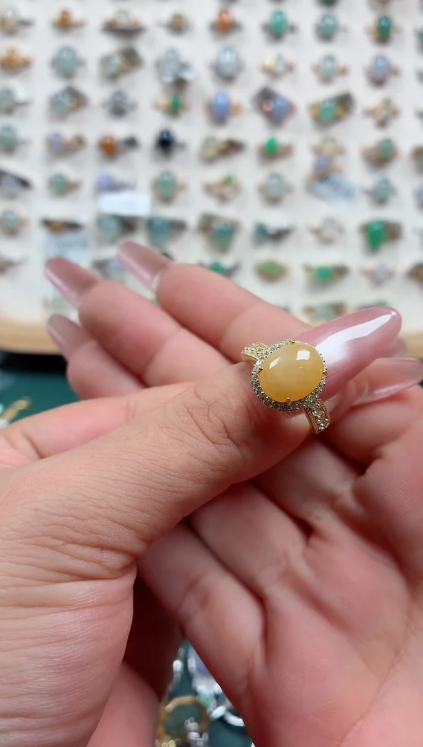 银S925镶嵌戒指翡翠.