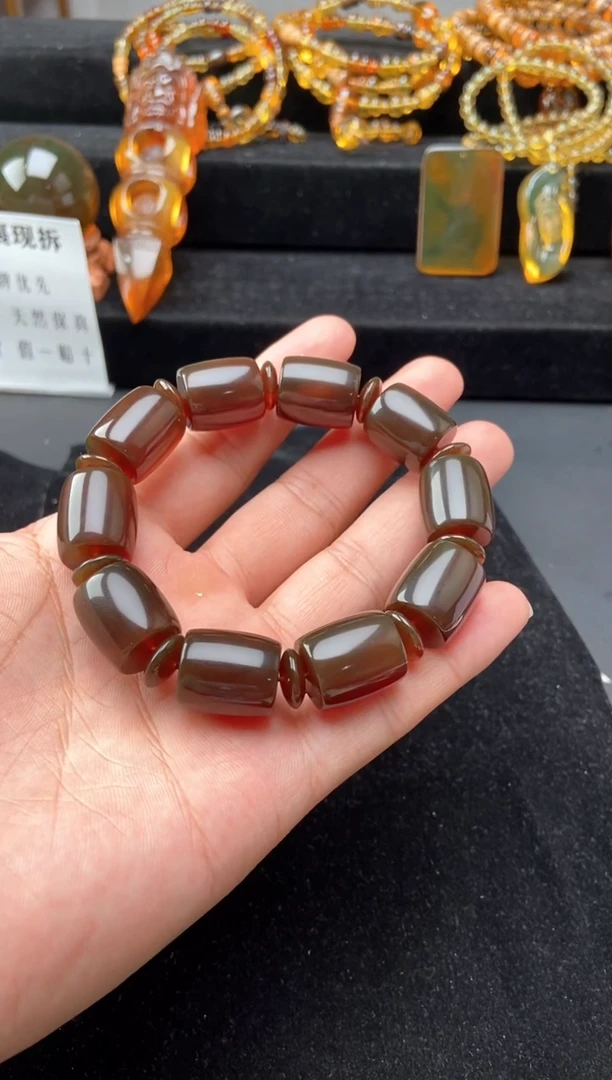 未镶嵌琥珀手链桶珠手串