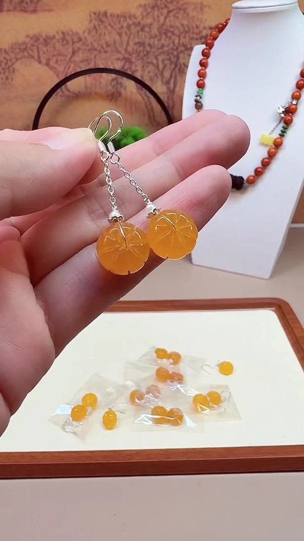 银S925镶嵌翡翠耳饰E26