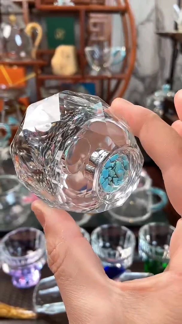 【闪购商品】玺宴新款水晶八角杯绿松石