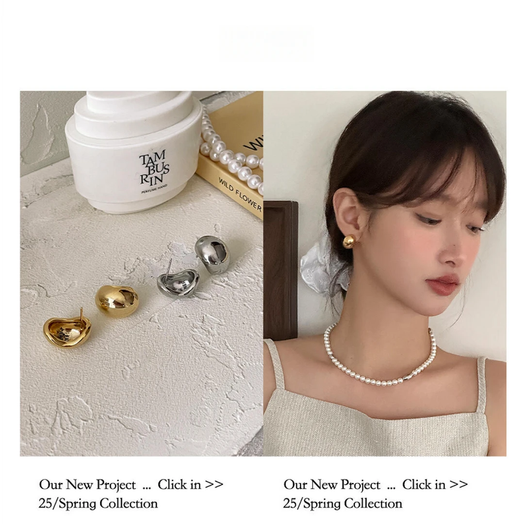 铜合金耳饰 里物LEEWU【金属豆豆】高级感轻奢气质百搭简约耳钉小众