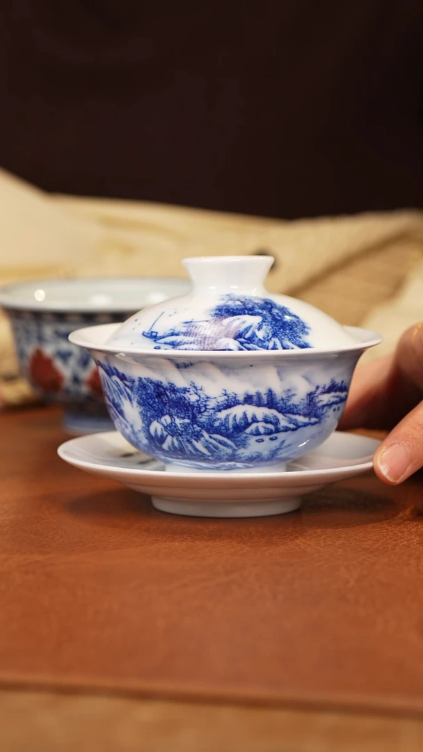 【闪购商品】杯九段雪景三才盖碗