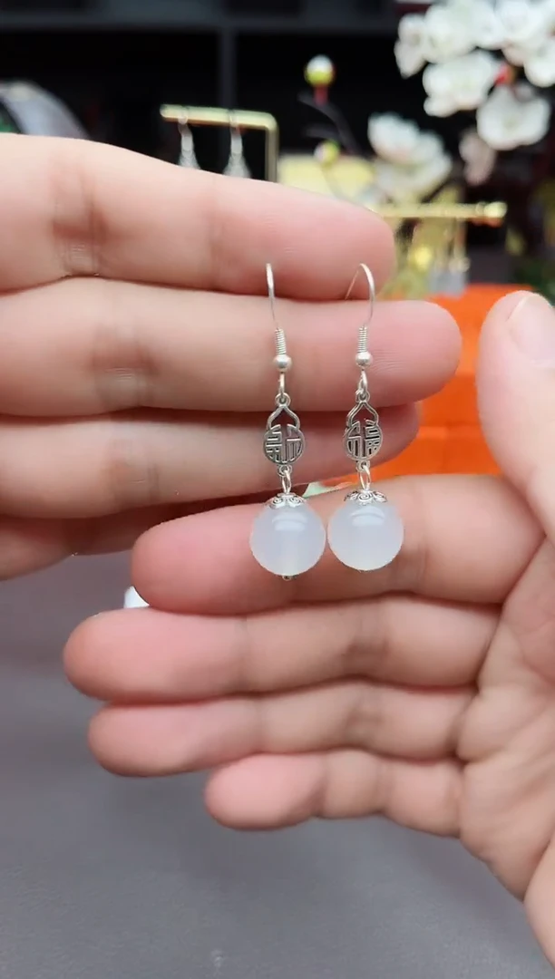 玛瑙/玉髓耳饰银S925镶嵌522000