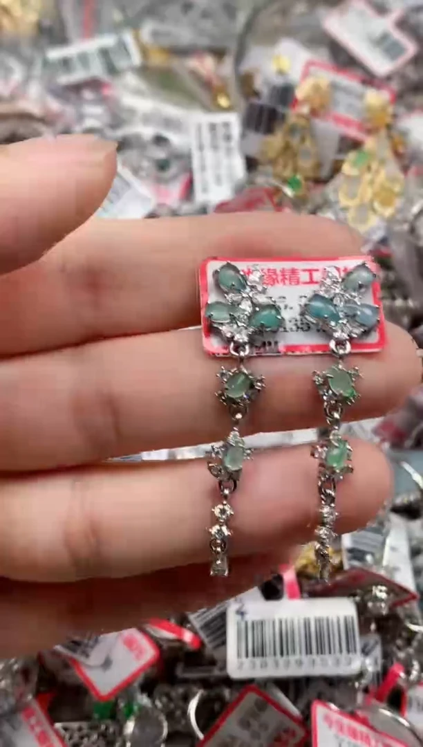 银S925镶嵌戒指翡翠天然A货缅甸翡翠