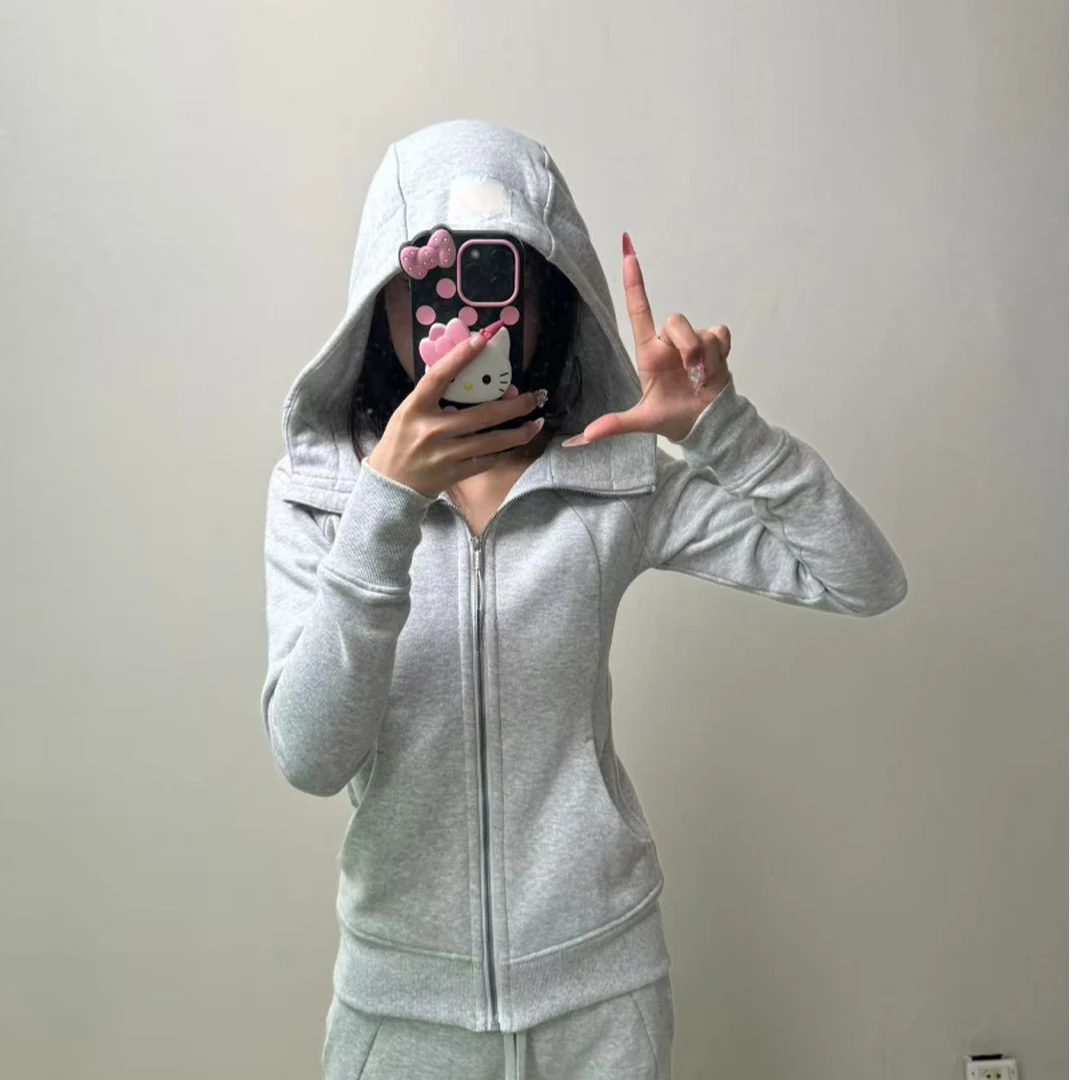新2.1-厚款加薄绒卫衣拉链连帽运动外套女款时尚百搭长袖
