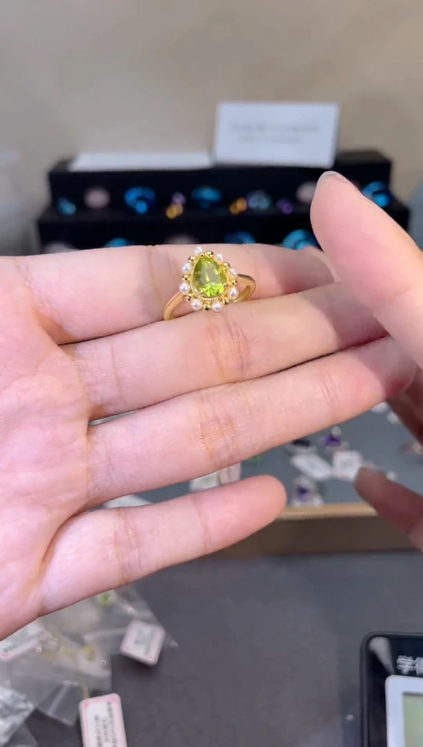 银S925镶嵌戒指橄榄石天然宝石