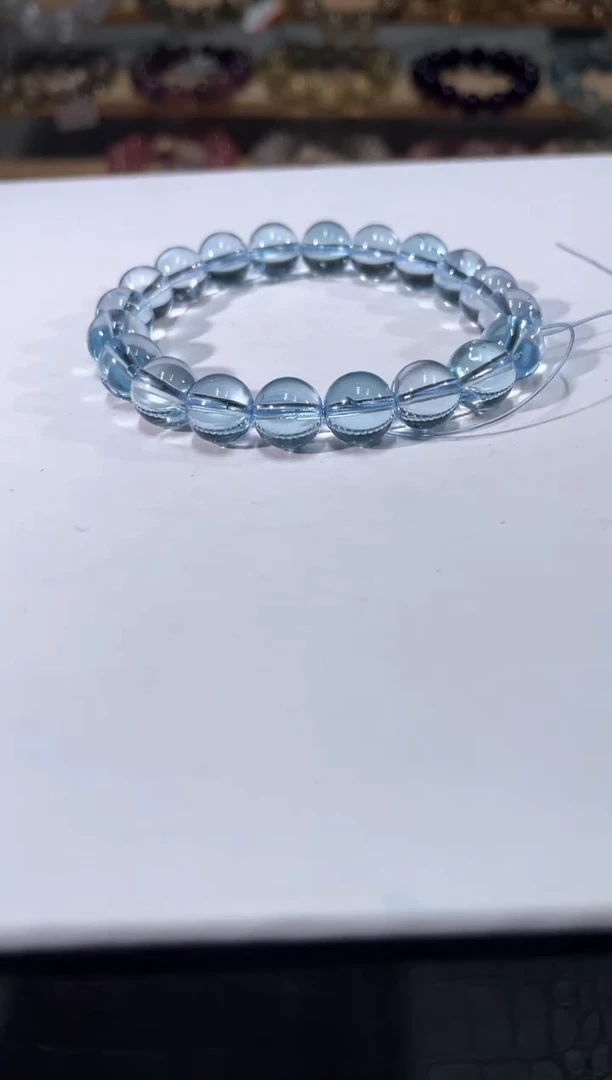 未镶嵌手链托帕石思*蓝托帕手链9mm