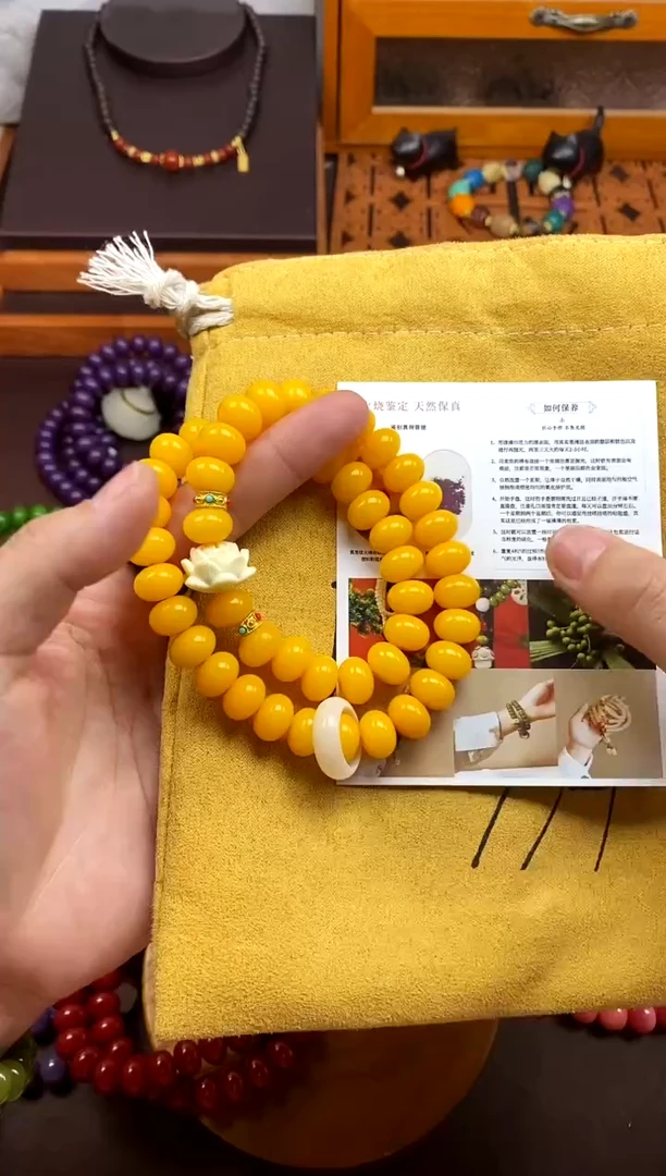 【闪购商品】白玉菩提手串黄菩提双圈 莲花 新