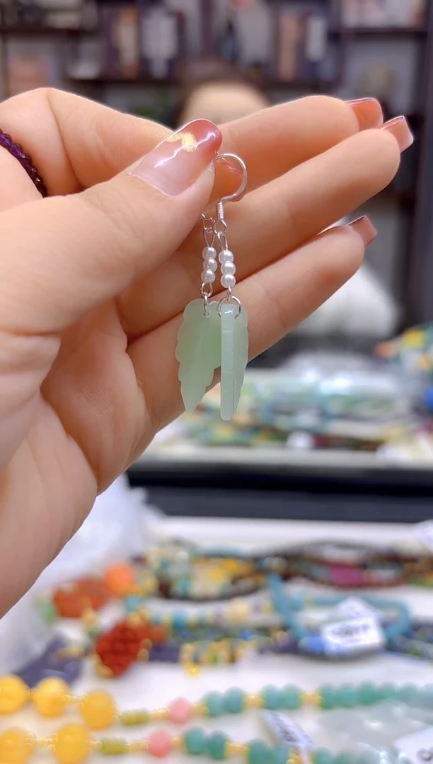 【闪购商品】和田玉（青玉）耳饰银S925镶嵌E668