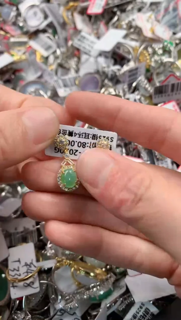 银S925镶嵌戒指翡翠666    7