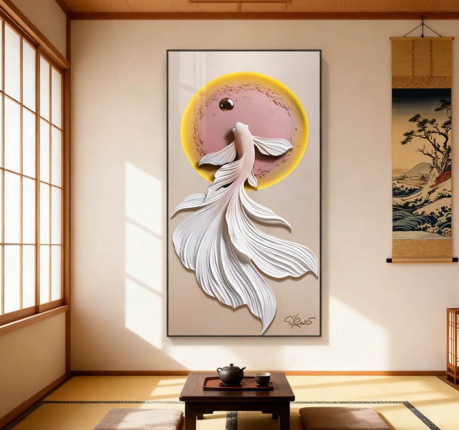 【锦鲤玄关】现代简约大气玄关装饰画锦鲤迎门客厅走廊过道装饰画