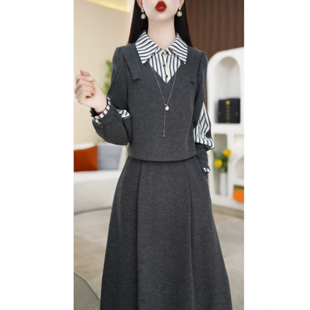 单/套装 新款时尚超好看上衣春秋显瘦气质减龄半身裙高端两件套潮