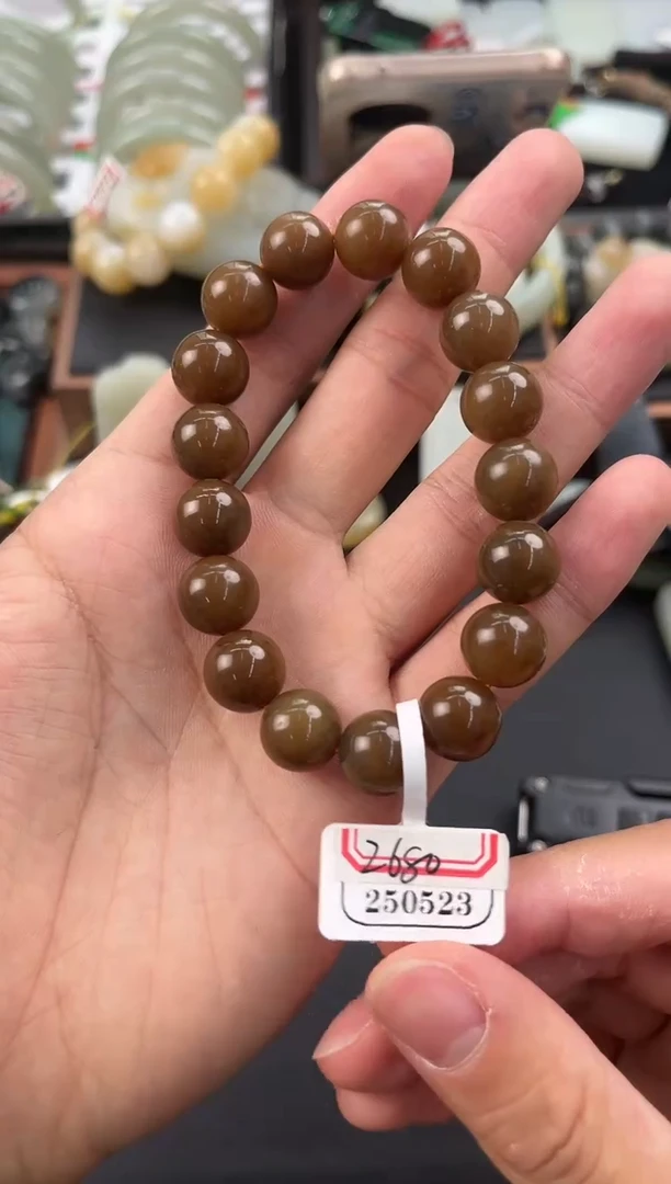 未镶嵌手串和田玉且末金山纯糖飘青花手串卡12微色差