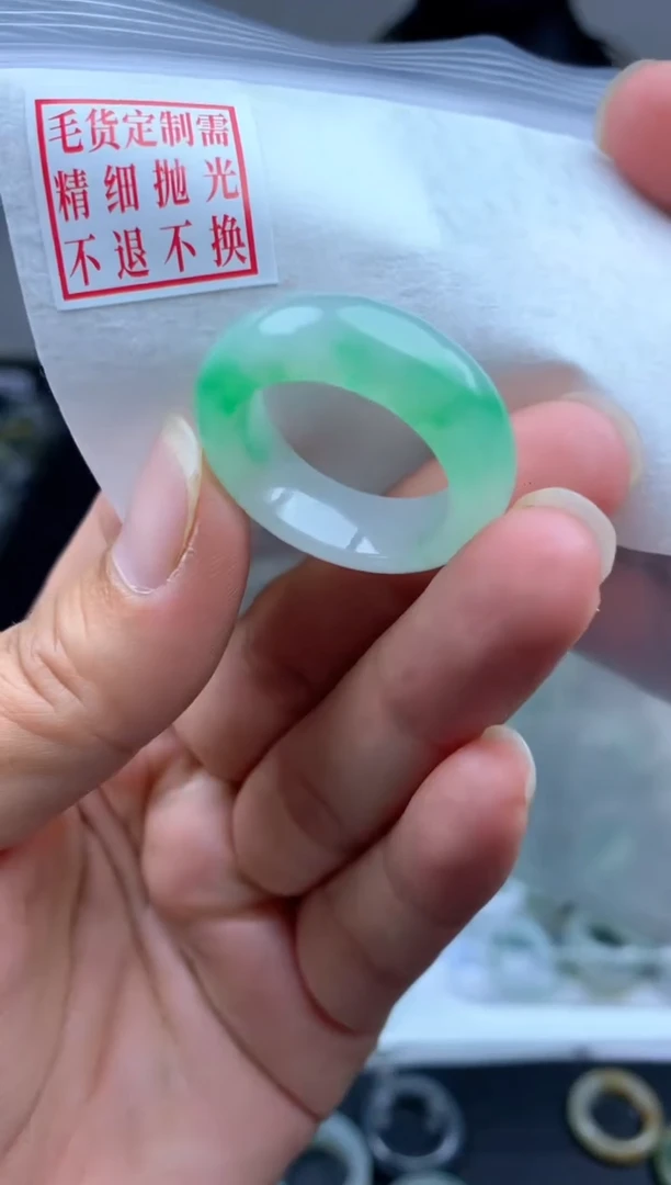 定制翡翠未镶嵌毛货需精细抛光戒圈21#