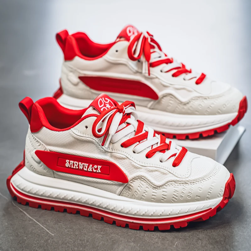 男鞋夏季透气薄款网面鞋男士厚底休闲跑步老爹运动鞋男