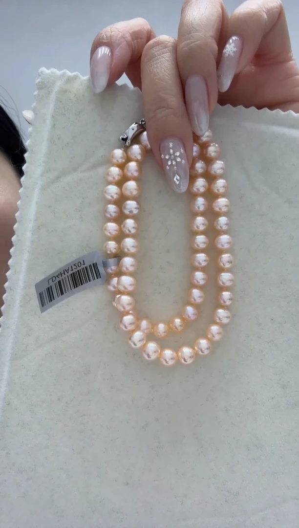 颈饰银S925镶嵌淡水珍珠香槟金 无核 7-7.5