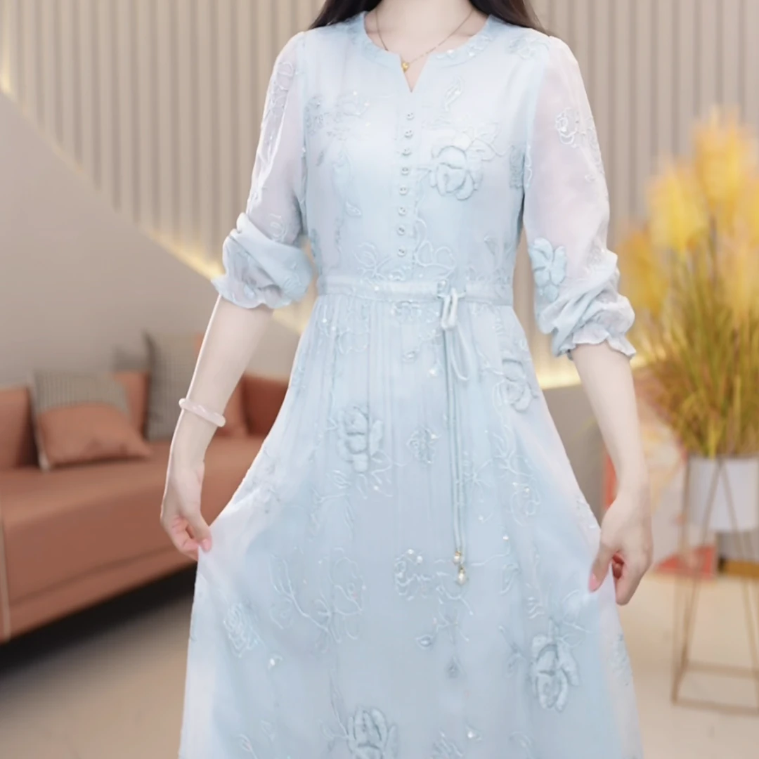 [思琪定制]春夏新款 3005# 优雅 端庄 时尚 休闲 百搭 女装连衣裙