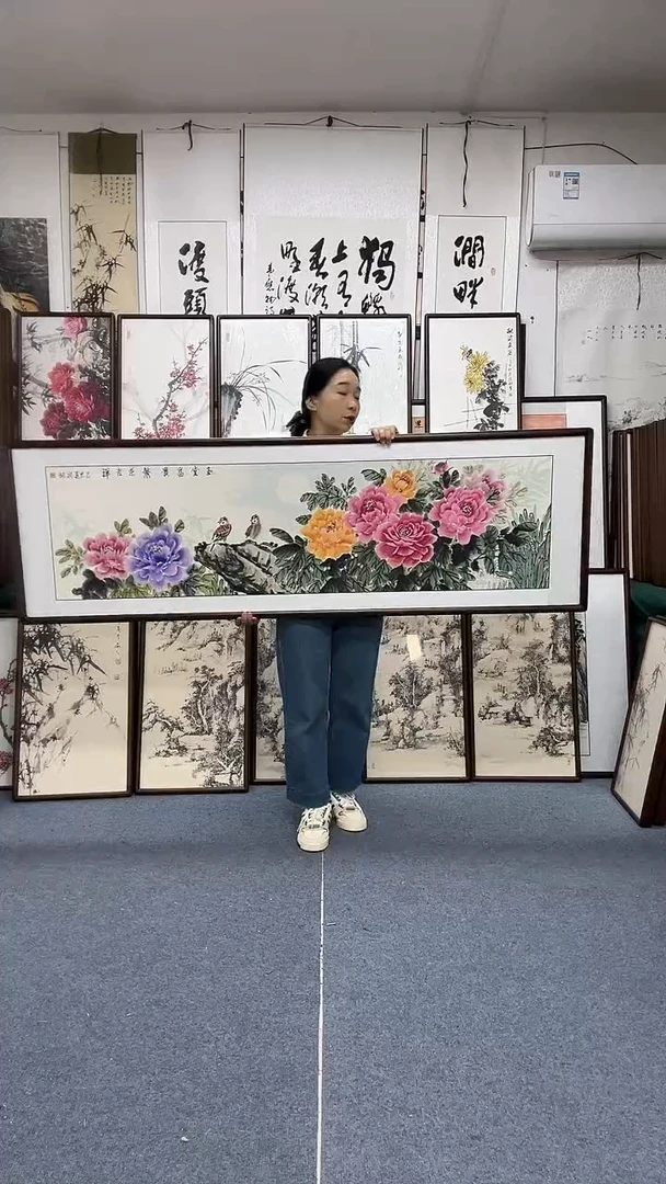 国画57*180实木画框京东包邮手绘