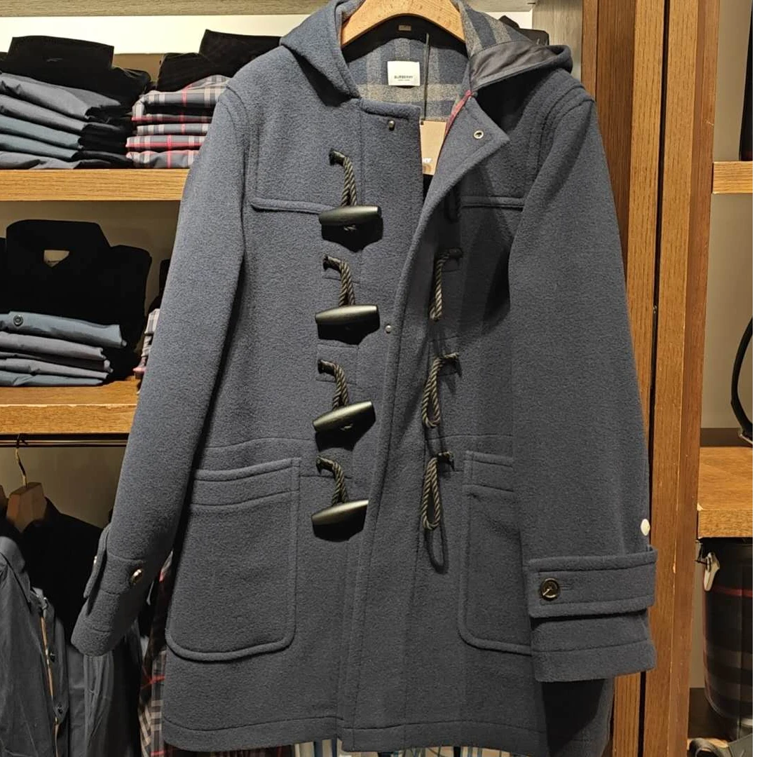 【巴黎直邮】burberry博柏利男款羊毛大衣海军蓝中长款外套80911371
