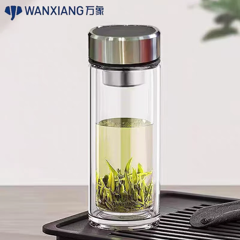 万象双层玻璃杯滤网泡茶杯