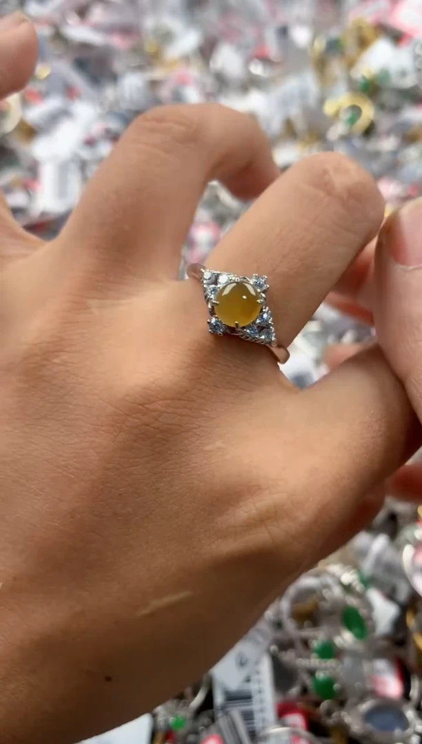 银S925镶嵌戒指翡翠10                    6