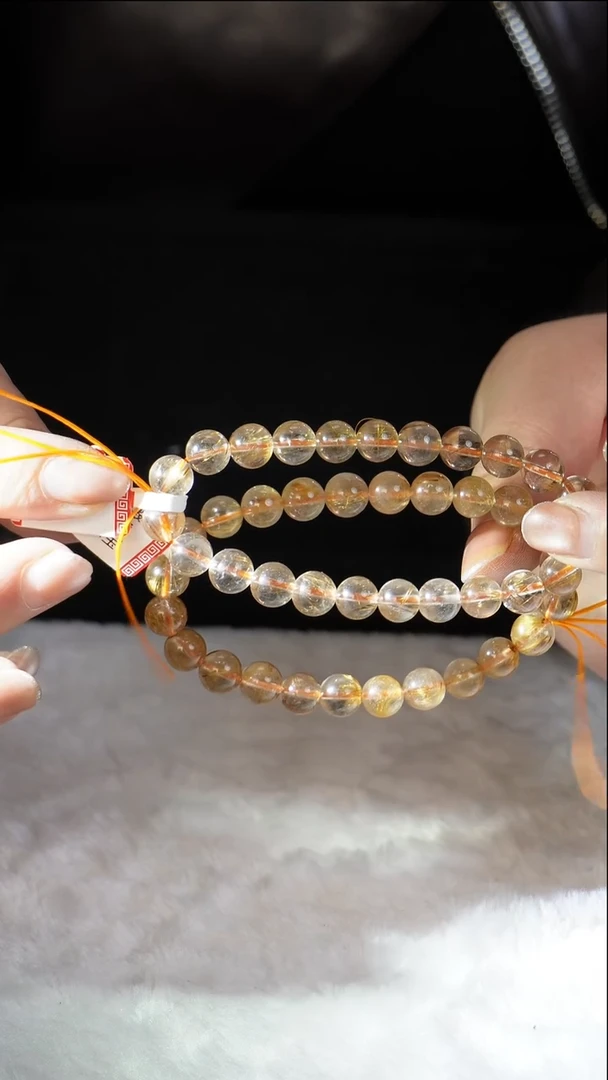 未镶嵌珠宝半成品水晶发晶手串8mD145多样性发其一