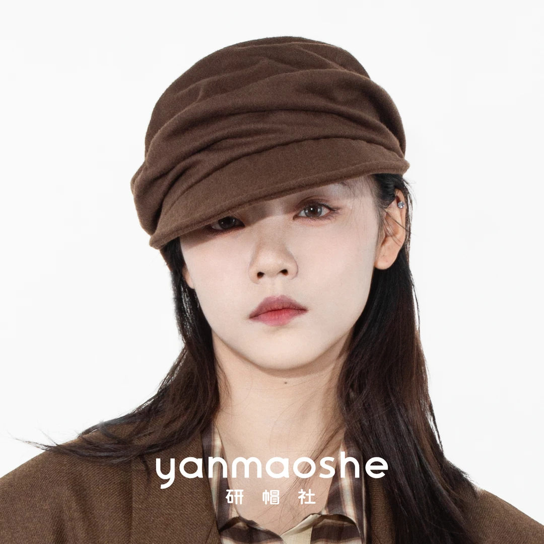 研帽社秋冬羊毛呢时尚BT099报童帽贝雷帽女保暖大头围小头帽子
