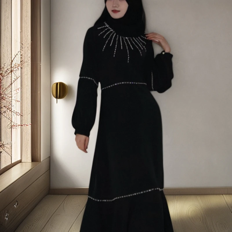 新款Haralat21期钉珠优雅腰带收腰显瘦修身浪漫连衣裙袍子轻奢