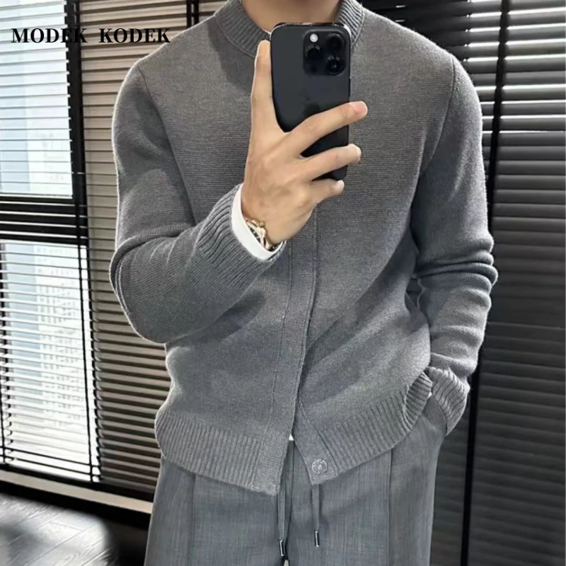 MODEK KODEK秋冬新款男士针织保暖毛衣时尚潮牌纯色百搭休闲外套