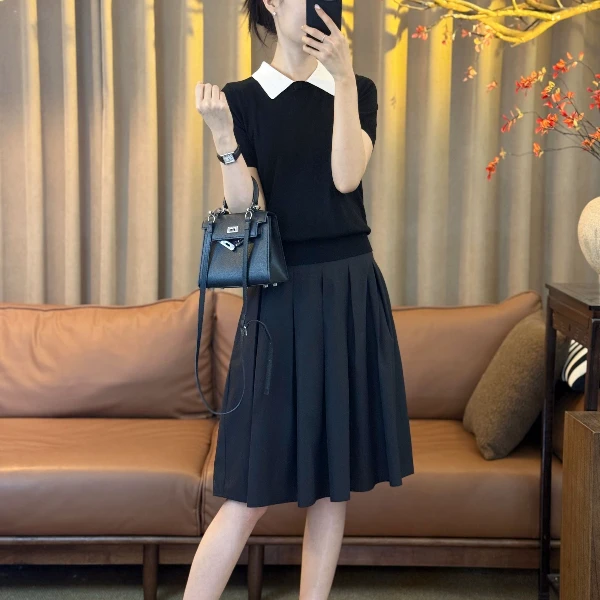 MOLANOOTD“千与”25新款半身裙百褶裙气质百搭设计师款ML-B2507201